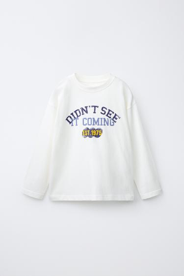 TEXT PRINT T-SHIRT — Oyster-white 1