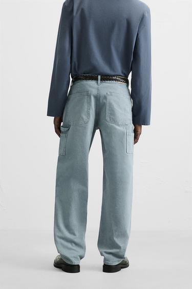 PANTALON DÉLAVÉ POCHE CARPENTIER - Bleu de Zara - Image 2