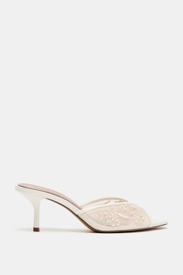 MESH PEARL EMBELLISHED SANDALS - White by Zara