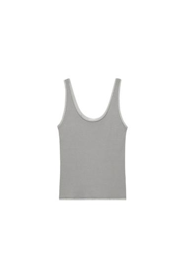 Zara COMBINATION STRAPPY TOP - Gray