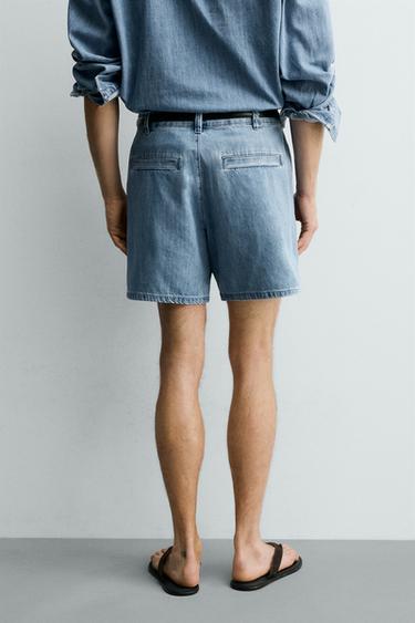 BERMUDA DENIM COUPE DÉCONTRACTÉE PLIS - Bleu clair de Zara - Image 2
