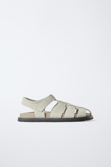 Zara LEATHER CAGE SANDALS - Off White