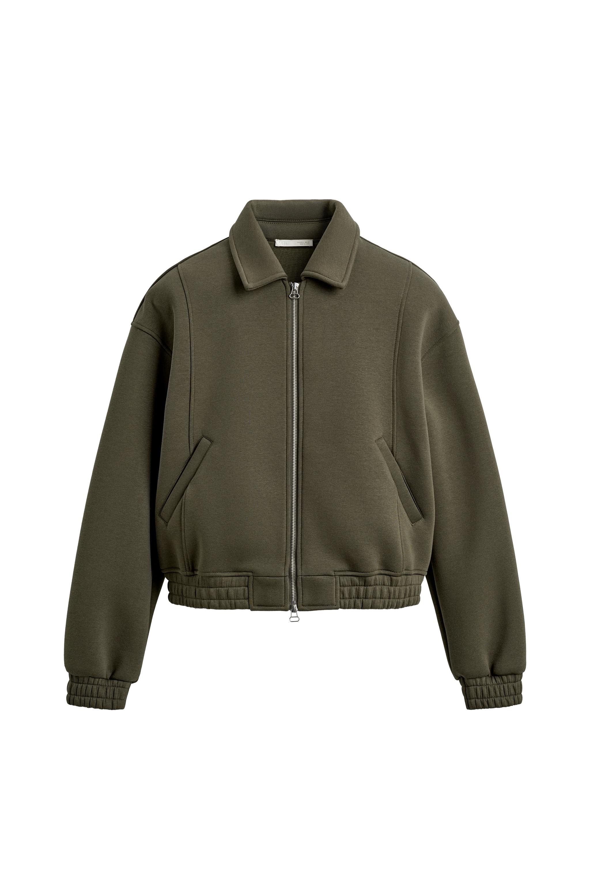 クロップドフィットテクニカルジャケット - オリーブグリーン | ZARA