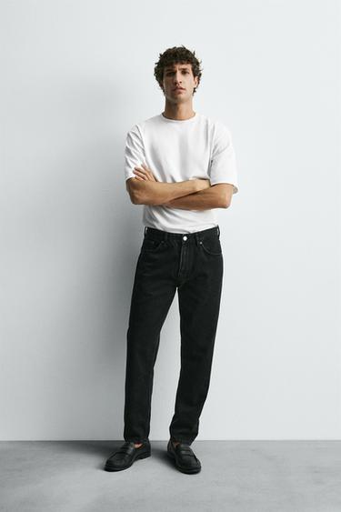 SLIM FIT TAPERED JEANS - Black by Zara