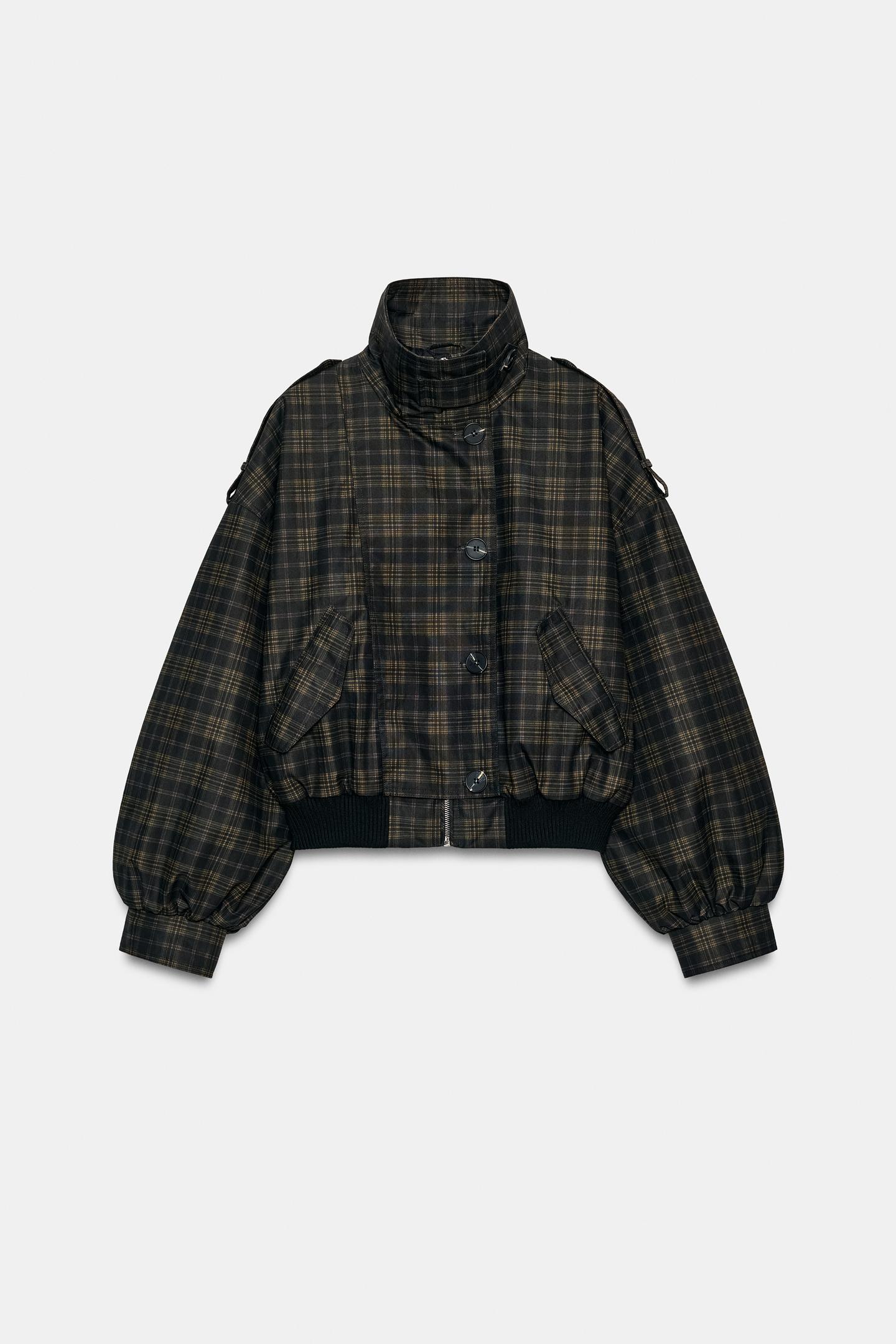Женская куртка Zara Plaid Bomber, цвет: Коричневый — фото 6