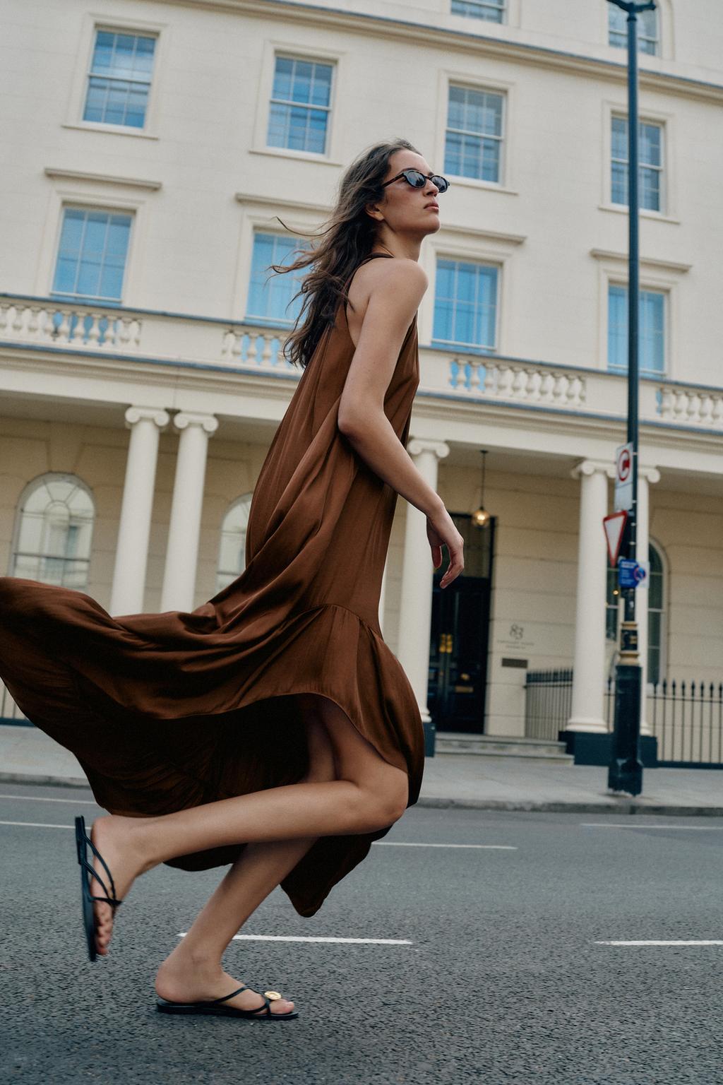 Asymmetric Satin Midi Dress