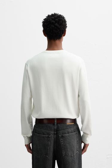 PULL EN COTON ET CHANVRE - Blanc cassé de Zara - Image 2