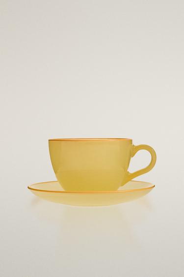 TASSE À CAFÉ AVEC SOUCOUPE EN VERRE - Jaune de Zara - Image 0