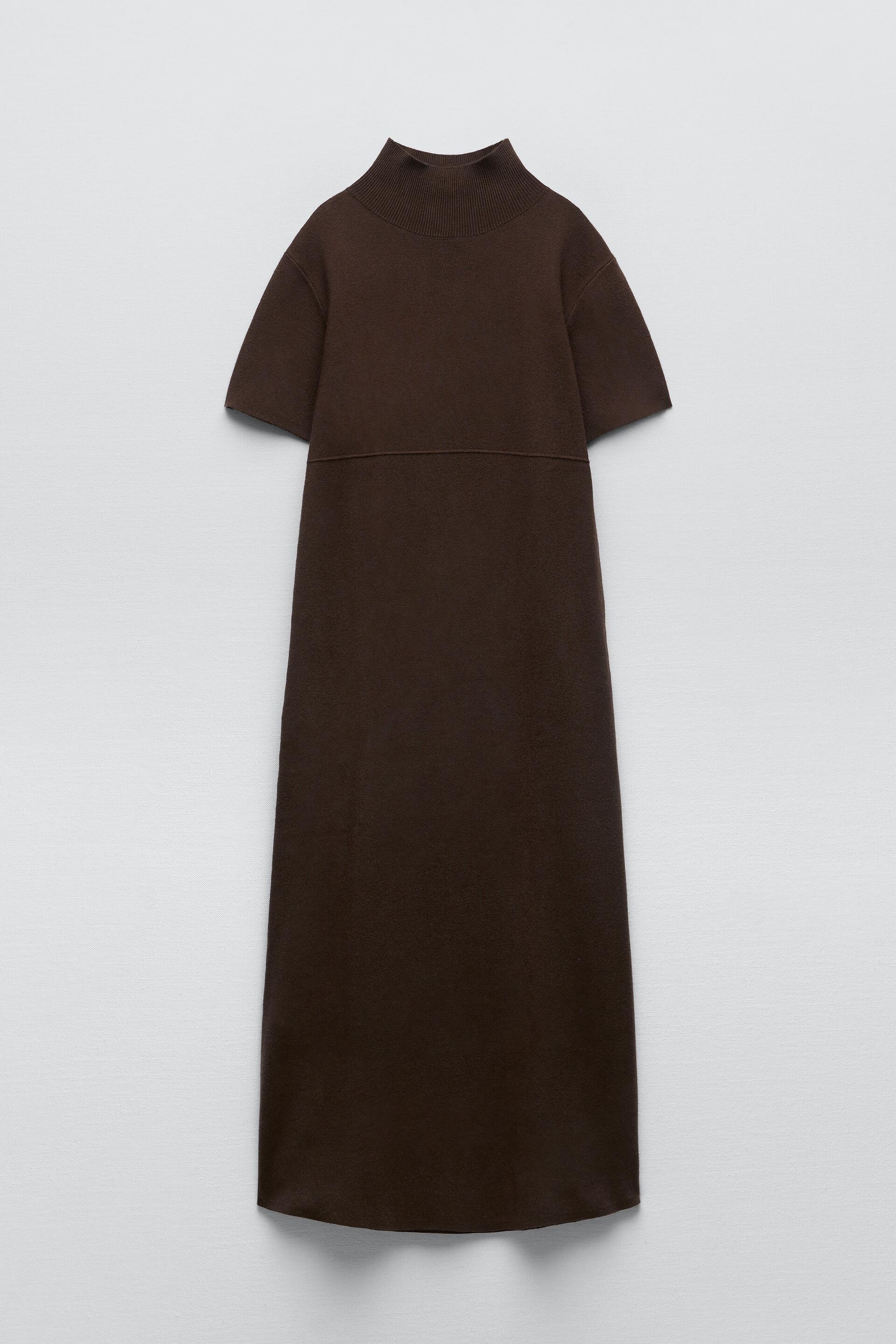 KNIT MOCK NECK DRESS Chocolate ZARA United States