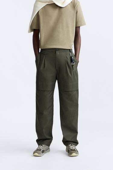 ZARA NEW MAN CARGO TROUSERS WITH UTILITY POCKETS PANT LIGHT TAN 5575/375 