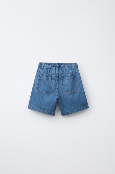 SHORT EN DENIM AVEC COTON ET LIN - Bleu de Zara - Image 1