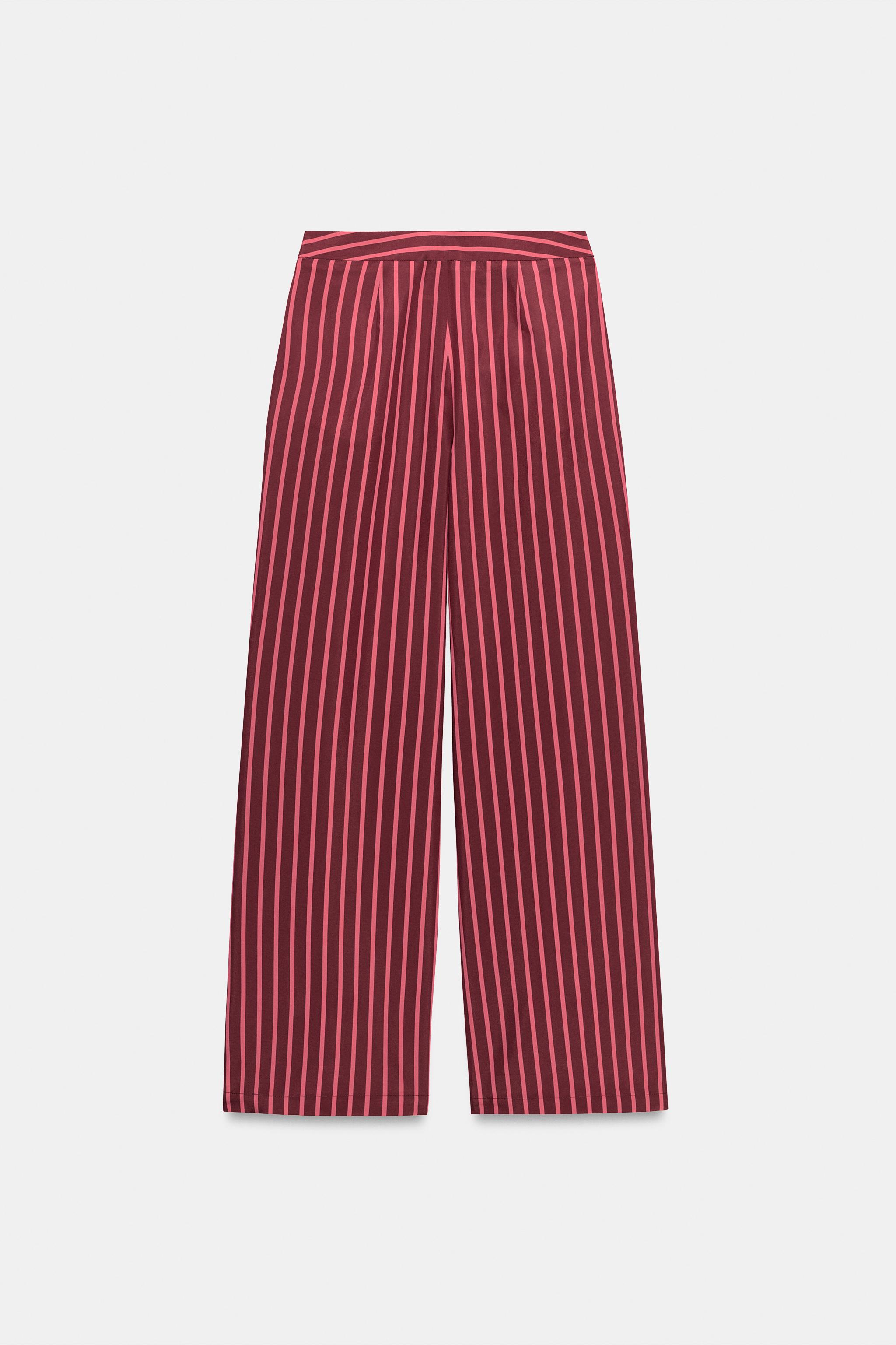 Женские брюки Zara STRIPED WIDE-LEG TROUSERS — фото 4