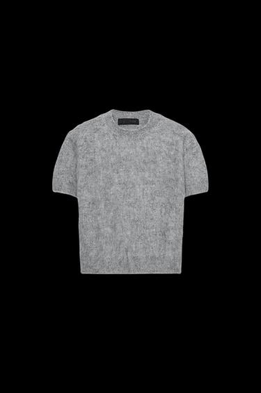 Zara SHORT SLEEVE KNIT SWEATER - Gray - Image 0