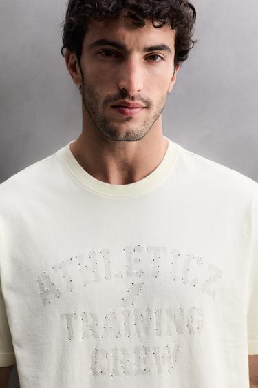 TRAINING COTTON T-SHIRT - Ecru by Zara - Image 4