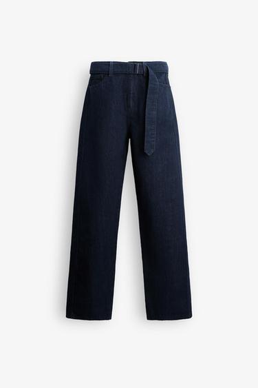 Zara STRAIGHT CUT MID RISE JEANS ZW COLLECTION - Blue