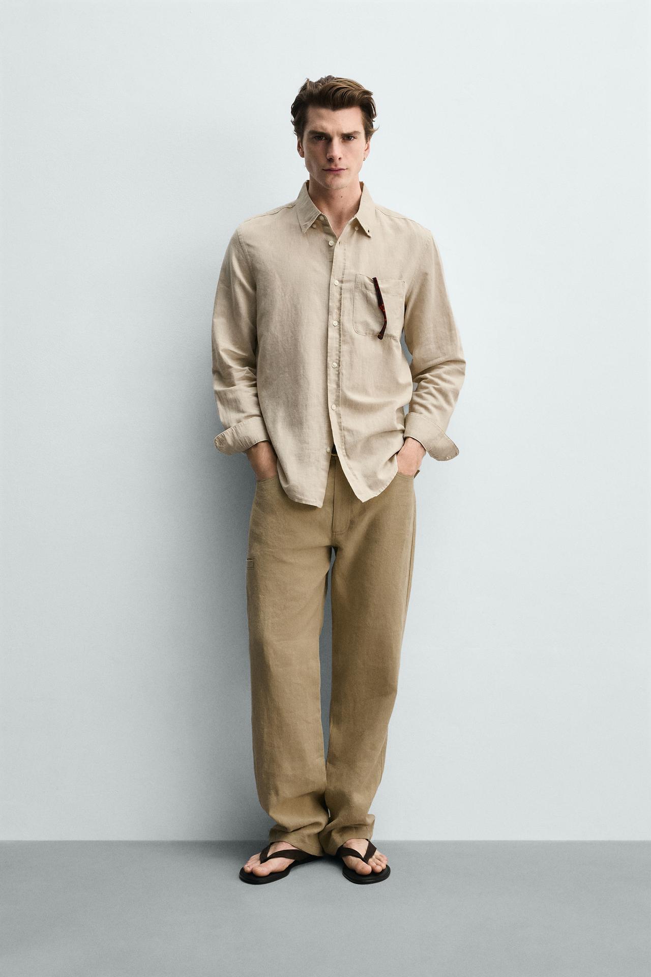 REGULAR FIT LINEN-COTTON SHIRT