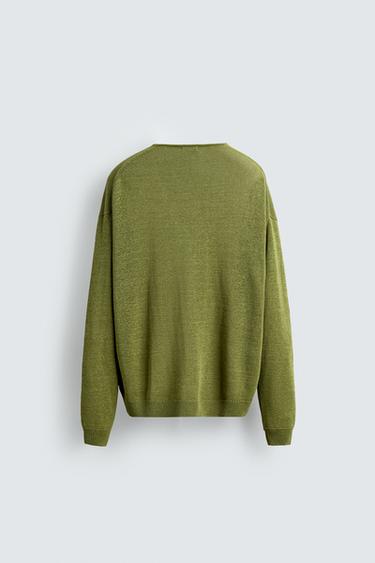 GILET AVEC LIN - Vert olive de Zara - Image 8