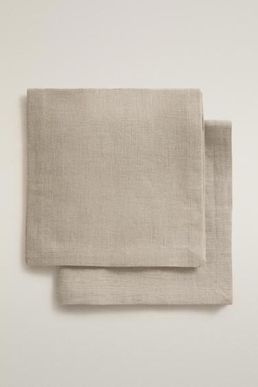 PACK OF PLAIN-COLOURED LINEN NAPKINS - Light beige by Zara