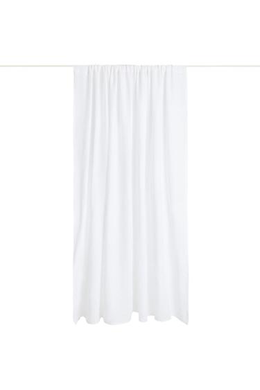 DOUBLE WIDTH LINEN CURTAIN WITH MEDIUM OPACITY - White by Zara