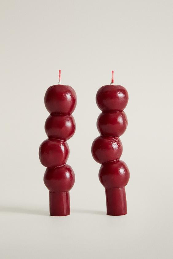 BOUGIE DÉCORATIVE SPHÈRES NOËL (LOT DE 2) - Rouge de Zara - Image 0