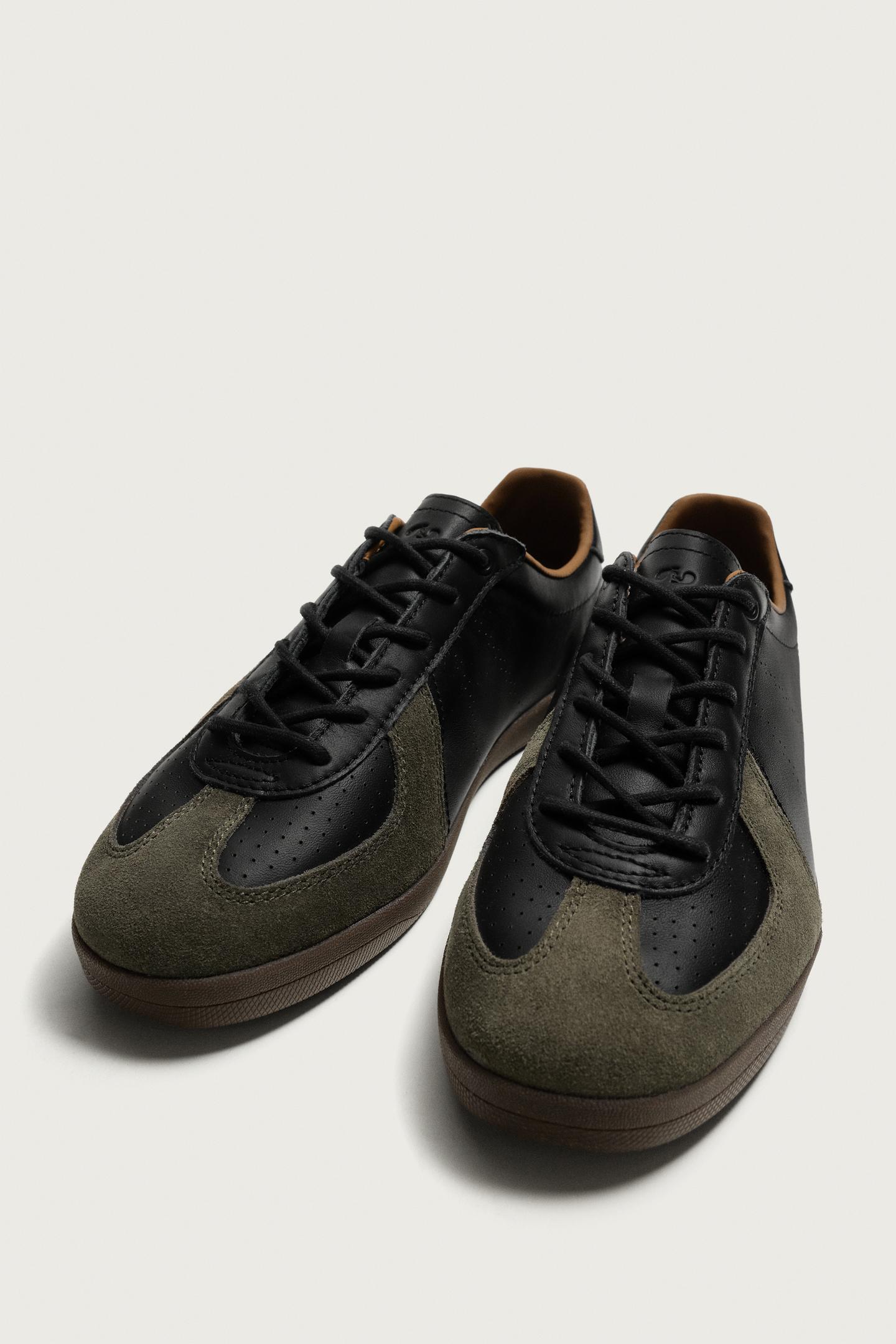 Мужские кроссовки Zara Retro Leather, цвет: Чёрный — фото 5