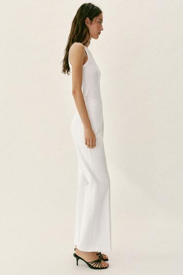 PANTALON TAILLE HAUTE ZIP DOS - Blanc de Zara - Image 3