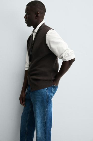 GILET EN MAILLE LAINE ET CACHEMIRE - Marron de Zara - Image 5