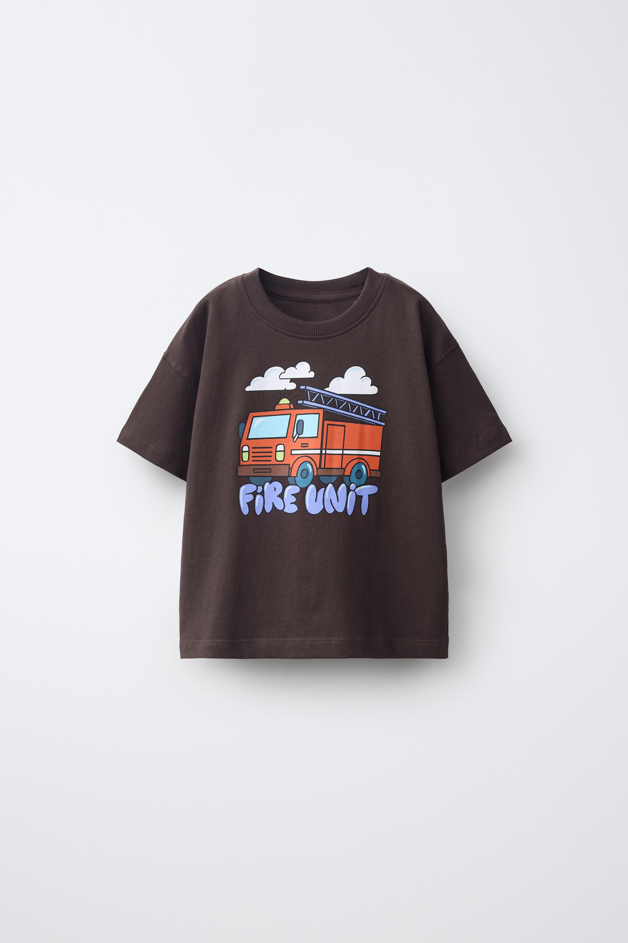 VEHICLE PRINT T-SHIRT — Brown