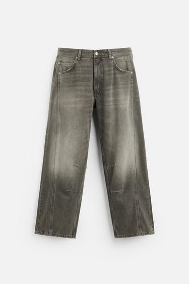 BAGGY JEANS WITH SEAM DETAIL - Dark brown by Zara