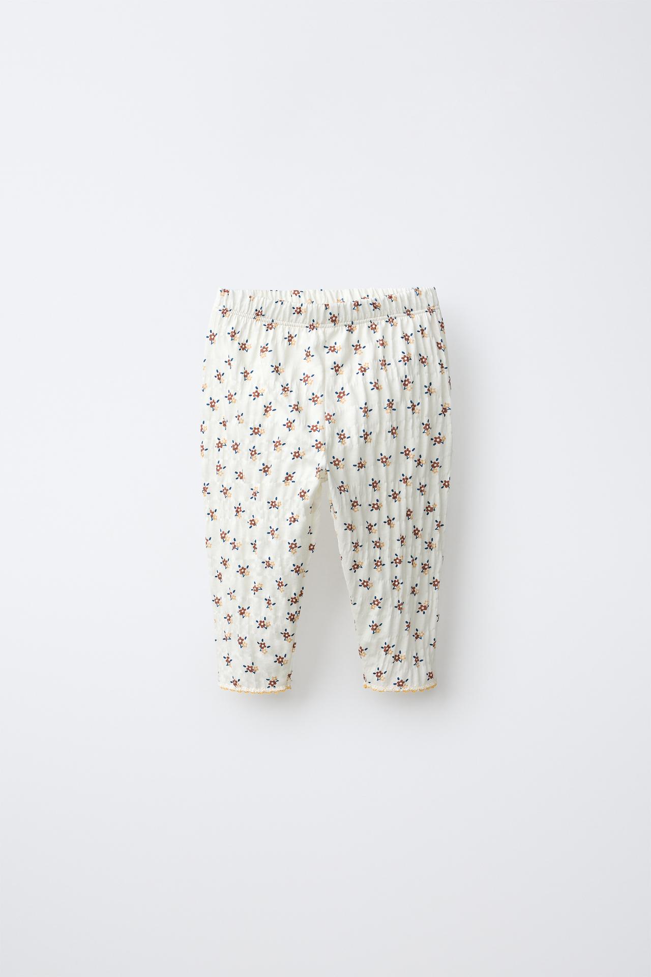 FLORAL TEXTURED LEGGINGS — Ecru
