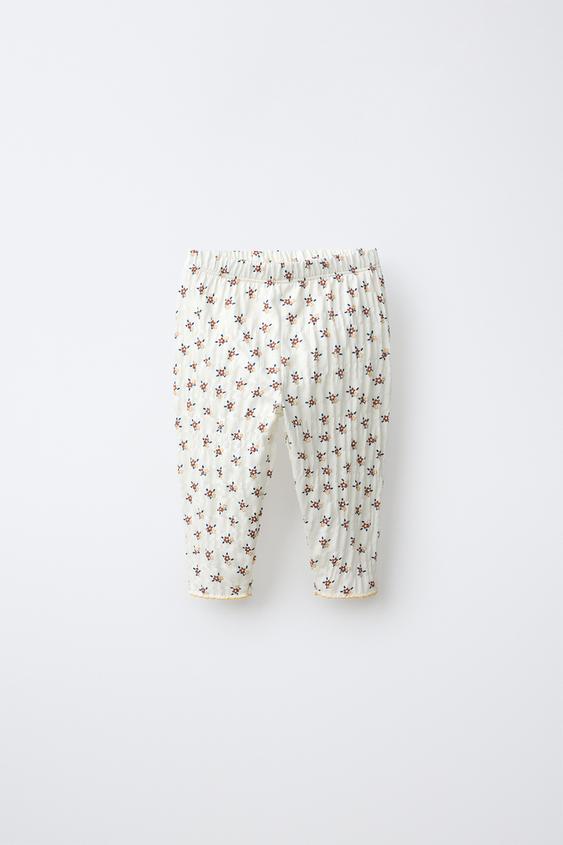 TEXTURED FLORAL LEGGINGS - Ecru by Zara - Image 0