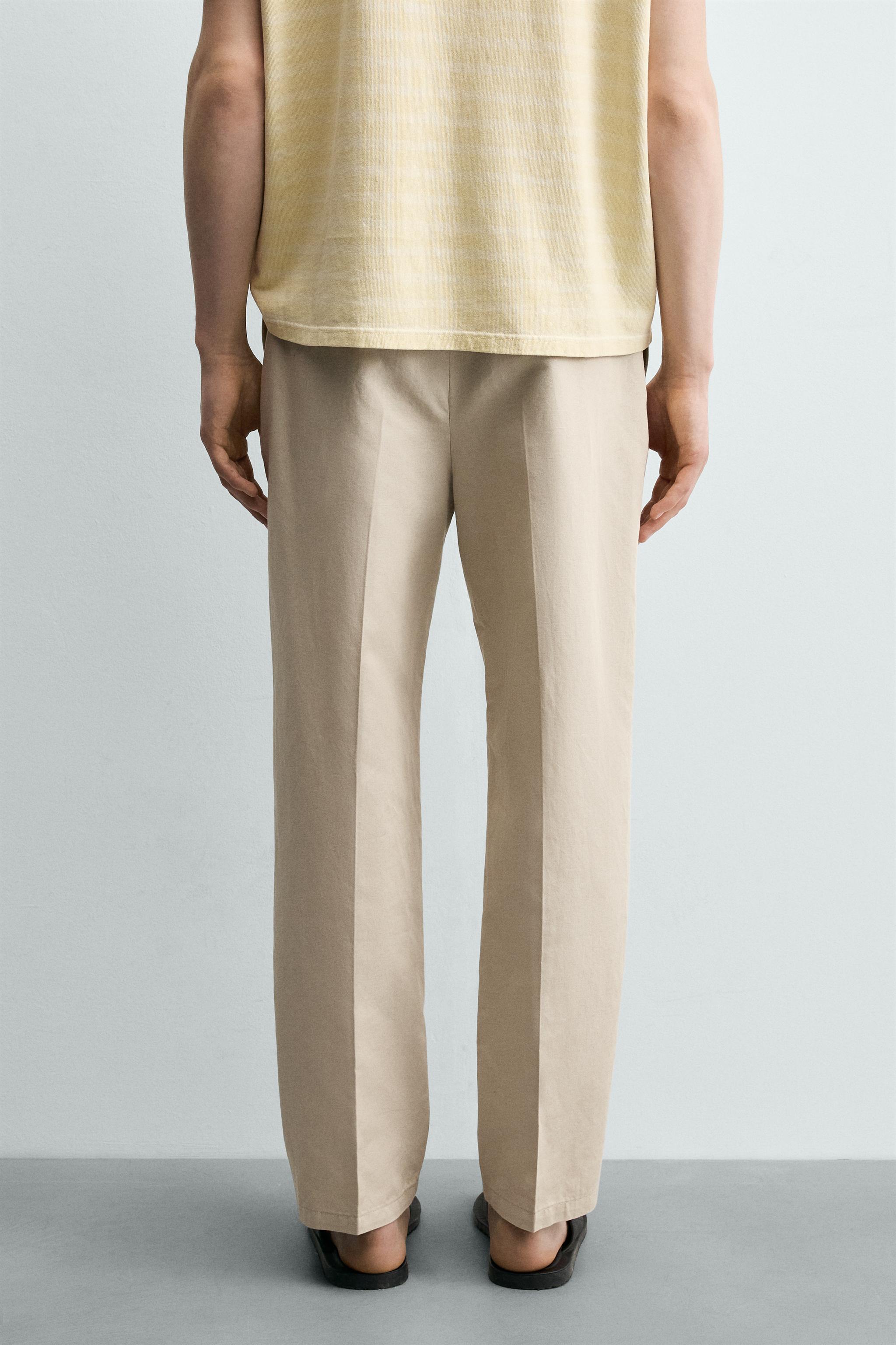 COTTON - LINEN STRAIGHT FIT CHINO PANTS