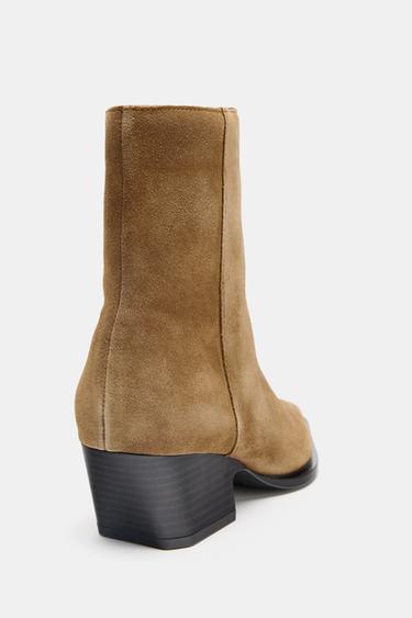 SPLIT SUEDE HEELED ANKLE BOOTS - SAND/BROWN by Zara - Image 6