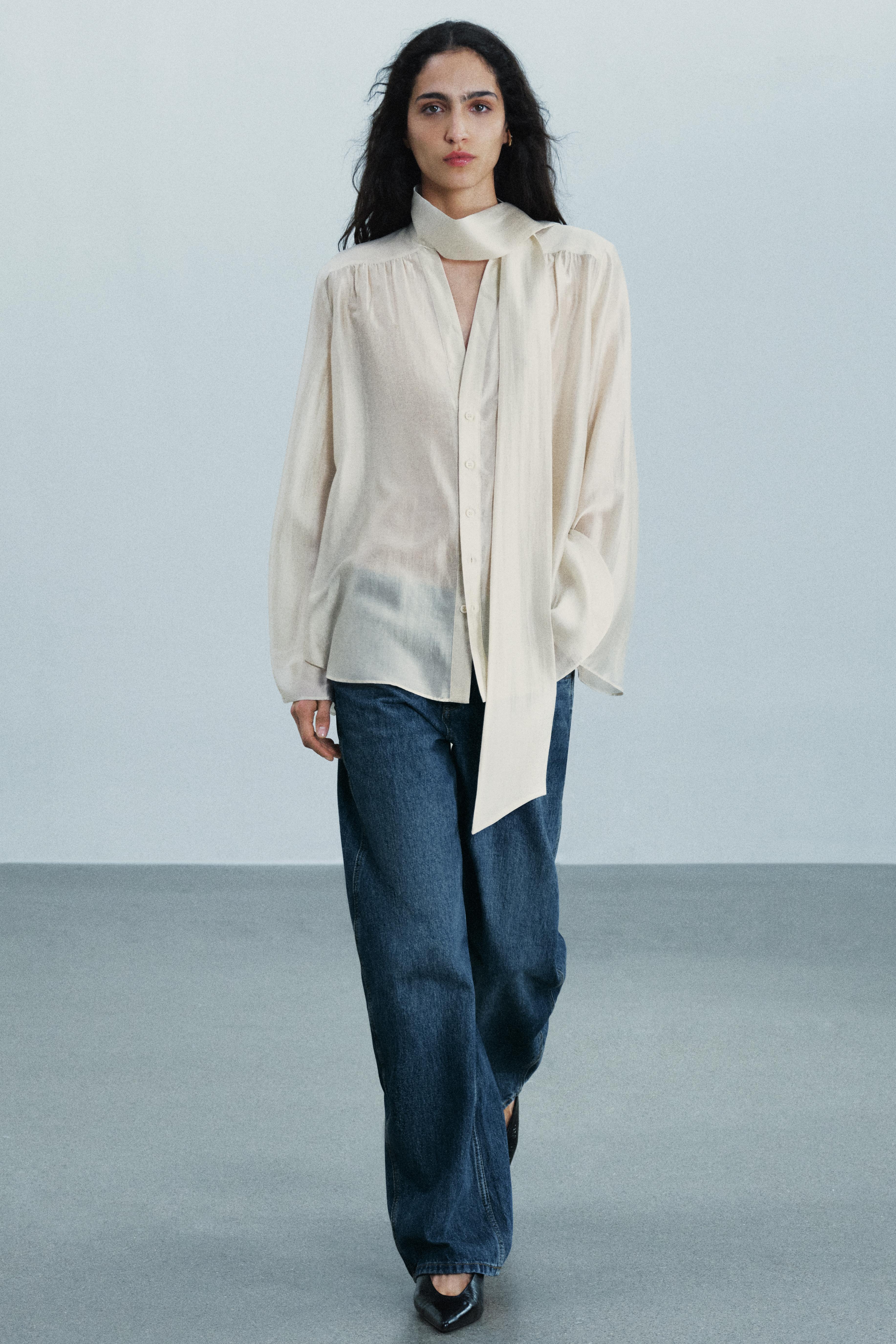 Zara ZW COLLECTION FULAR DETAYLI GÖMLEK