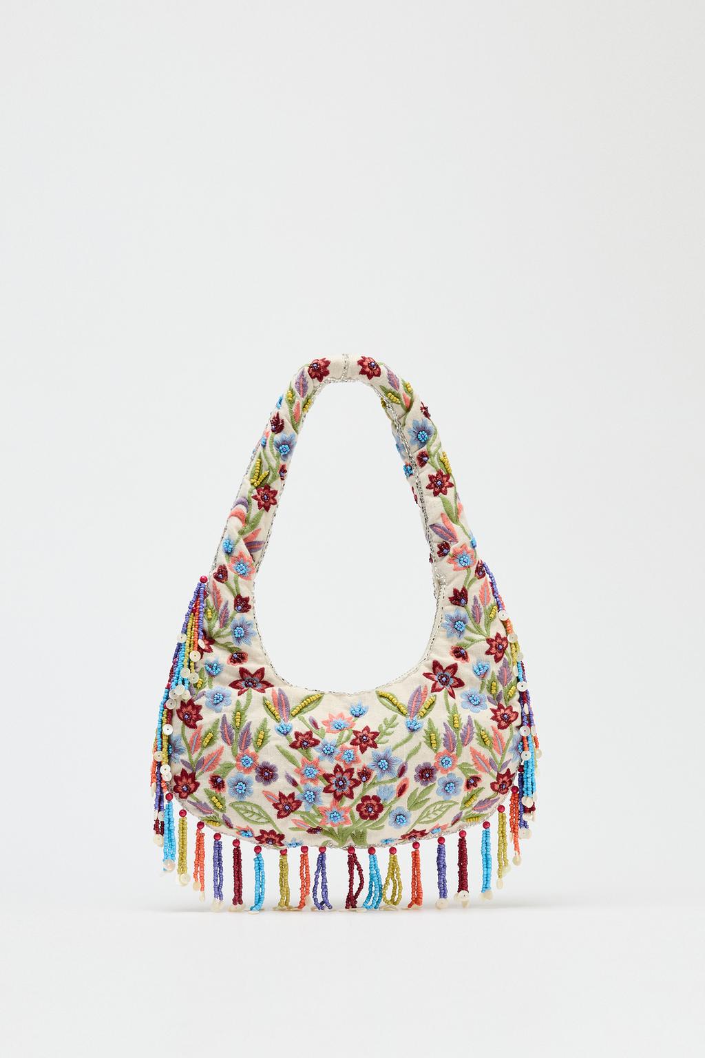 Thumbnail image for OVAL BAG WITH FLORAL EMBROIDERY