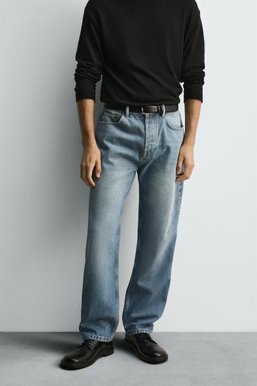 STRAIGHT ANKLE FIT JEANS - Mid-blue by Zara