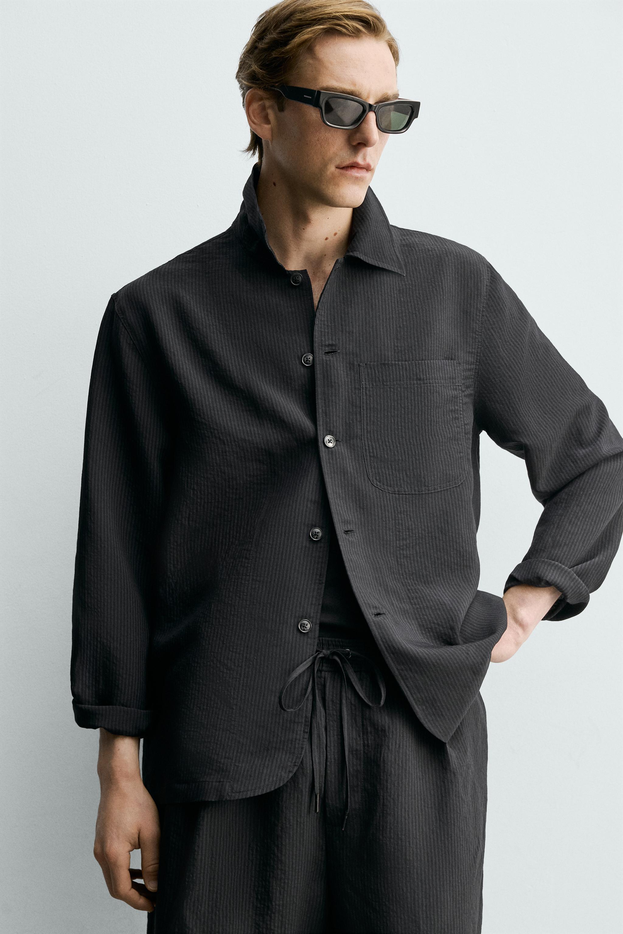 SURCHEMISE FLUIDE EN JACQUARD À RAYURES