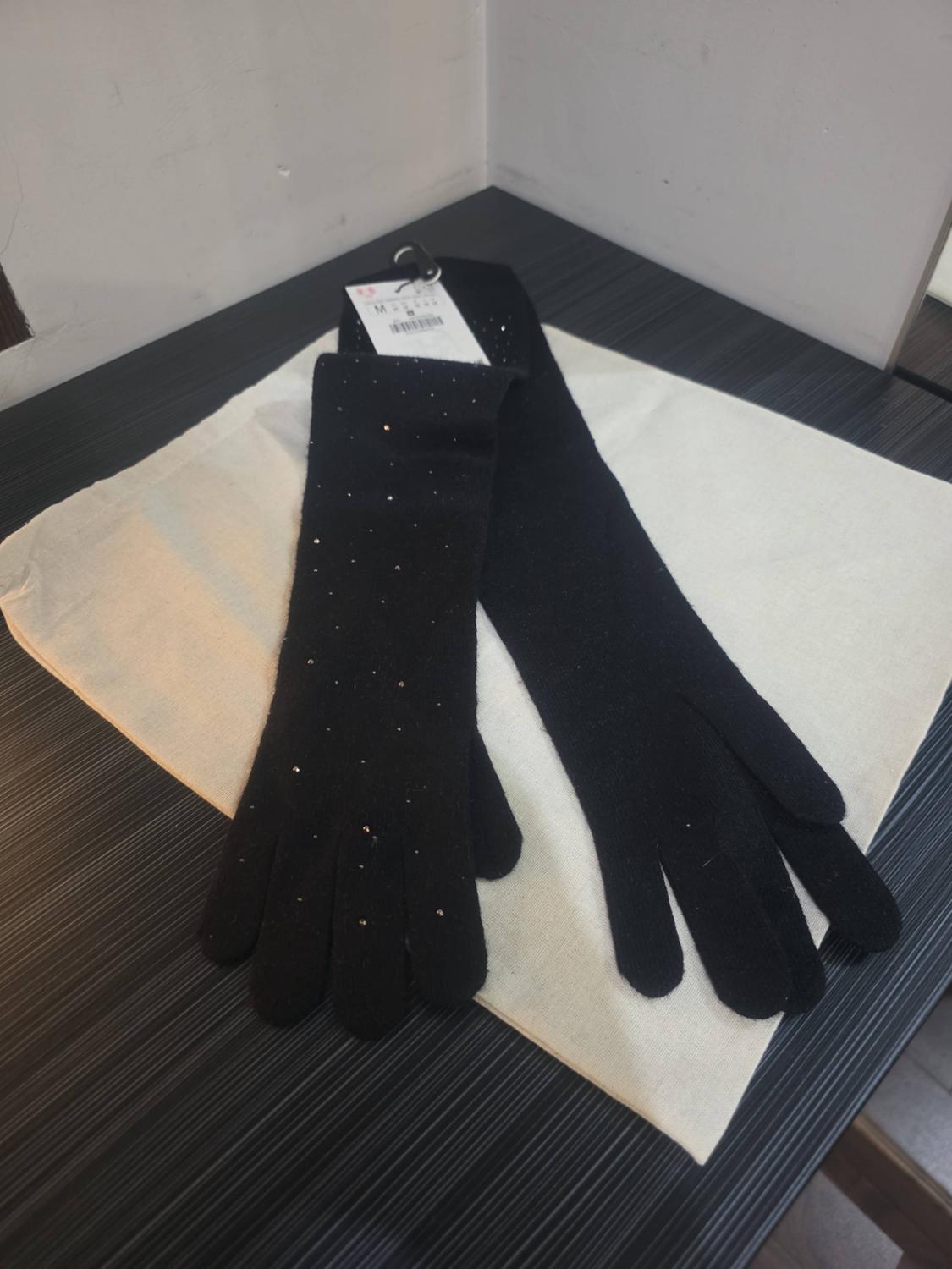 LONG KNIT GLOVES WITH DIAMANTÉ DETAIL - Image 2