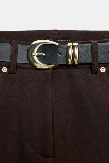 JEGGING TAILLE MI-HAUTE AVEC CEINTURE - Marron foncé de Zara - Image 8