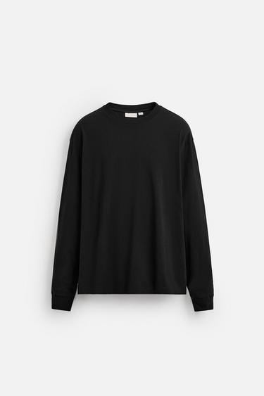 LIGHTWEIGHT LONG SLEEVE T-SHIRT - Black by Zara
