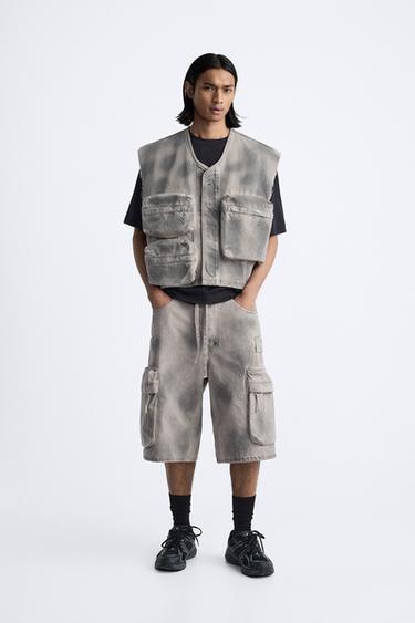 UTILITY WIDE-LEG BERMUDA SHORTS - Anthracite grey by Zara - Image 0