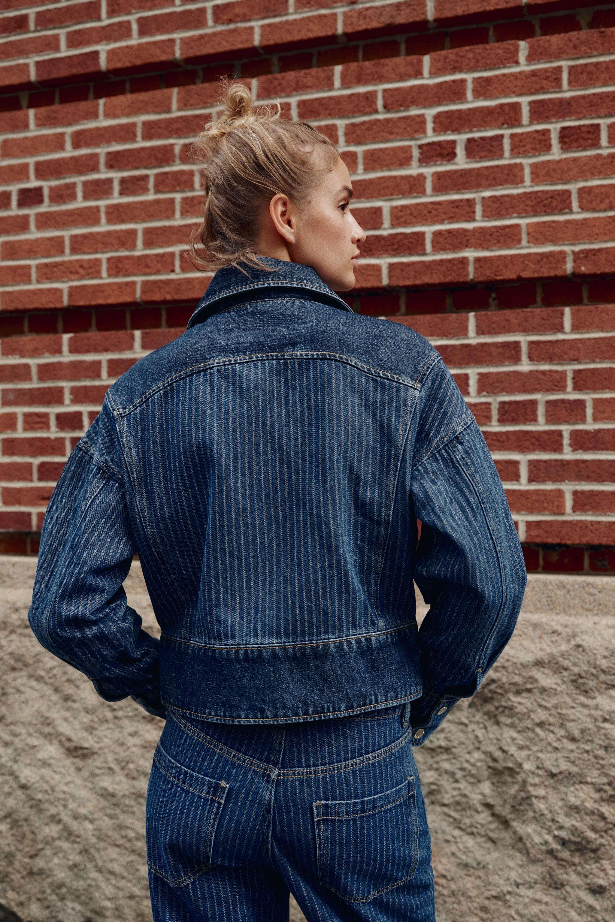 Zara Z1975 ÇİZGİLİ DENIM CEKET görsel 5
