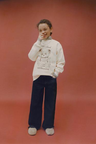BEAR PRINT SWEATSHIRT - Ecru by Zara