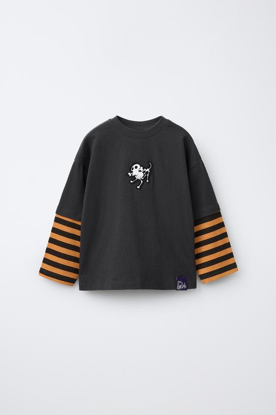 Zara THE NIGHTMARE BEFORE CHRISTMAS © DISNEY DOUBLE SLEEVE T-SHIRT - Black - Image 0