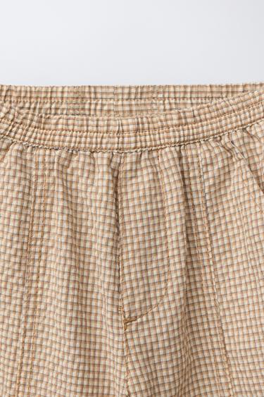 CHECK SEERSUCKER BALLOON TROUSERS - Mid-ecru by Zara - Image 2