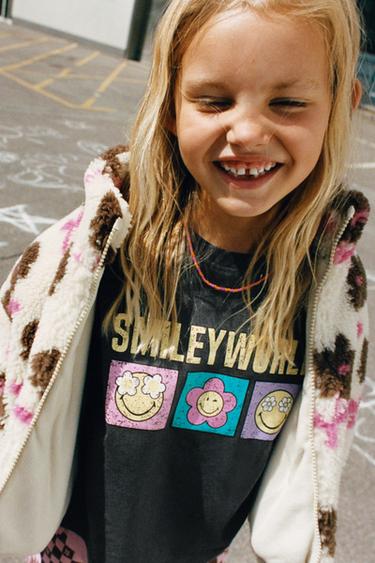 SMILEYWORLD ® FLORAL T-SHIRT - Anthracite grey by Zara