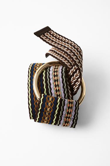 Zara WIDE STRIPED WOVEN BELT - Multicolored
