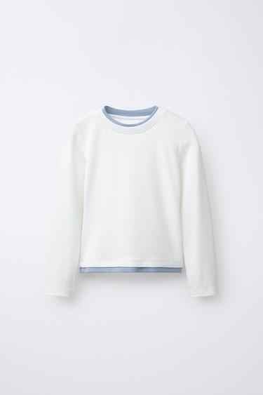 CAMISETA DOBLE CON MODAL - Blanco de Zara - Imagen 0
