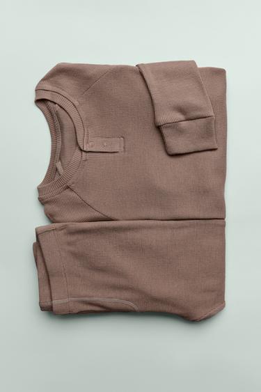 6-14 JAAR/ PYJAMA MET MERINOWOL - Bruin van Zara