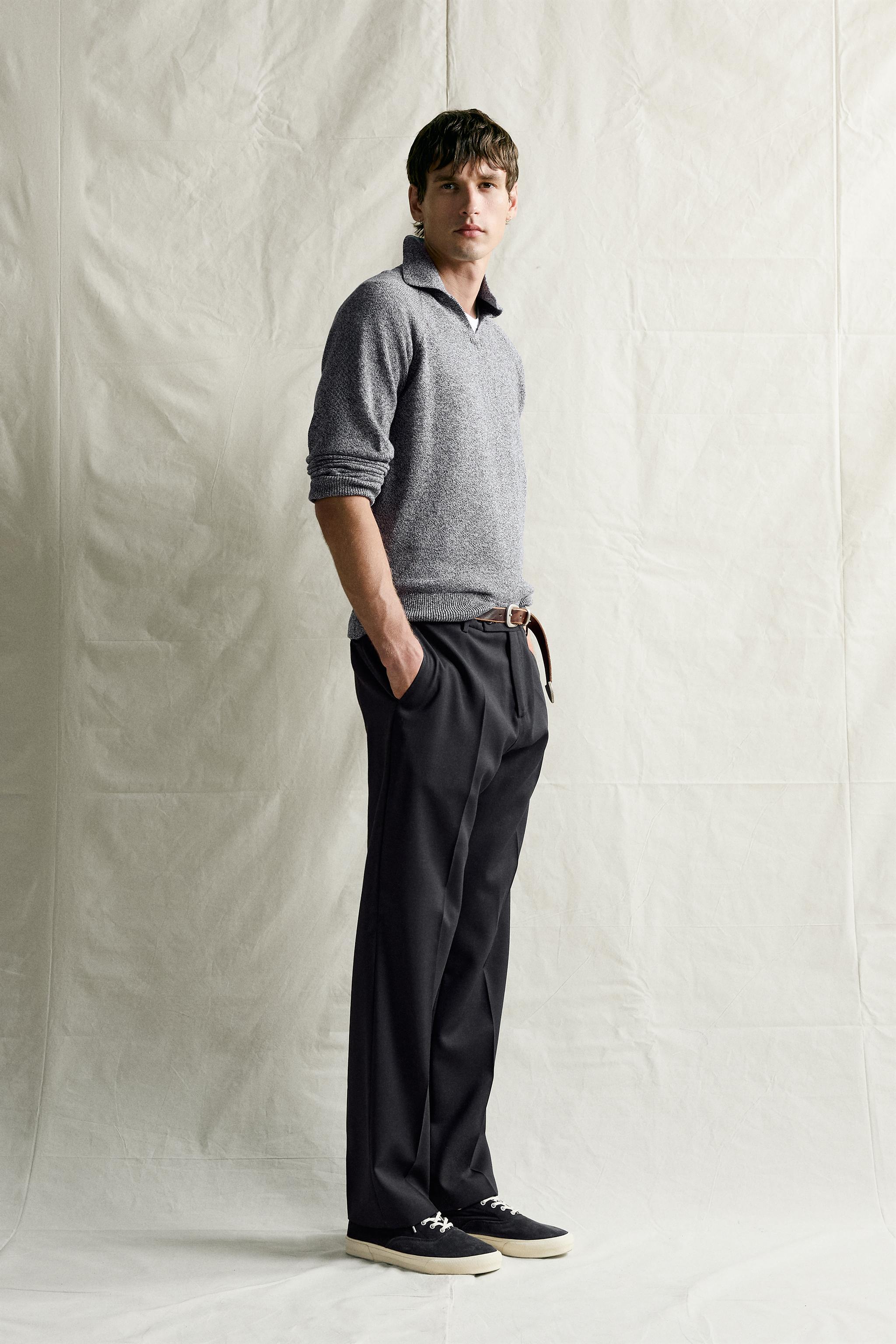 Мужские свитеры Zara MELANGE REGULAR FIT KNIT POLO — фото 4